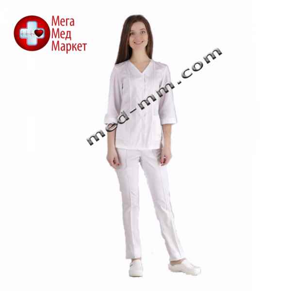 Купить Медицинский костюм Сингапур женский белый котоновый №1044 цена, характеристики, отзывы